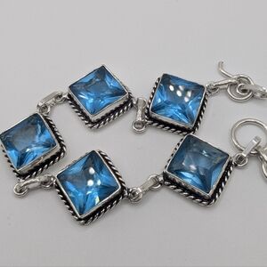 New Blue Stone Silver Adjustable Bracelet
